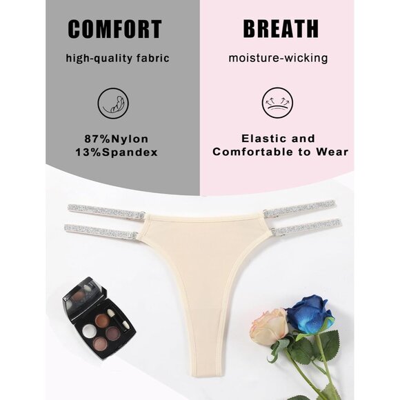 Women's Multi Color Sexy Brazilian Tanga Panties Low Waist Nylon Thong Underwear - Picture 3 of 6